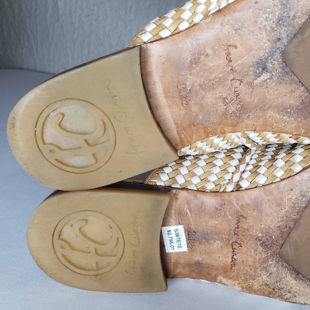 Franco Cuadra Chic Woven Tan and White Mules Casual Tassel - Picture 8 of 10